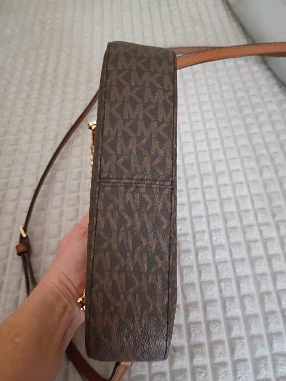 Michael Kors Brown Logo Crossbody Bag with Gold Hardware